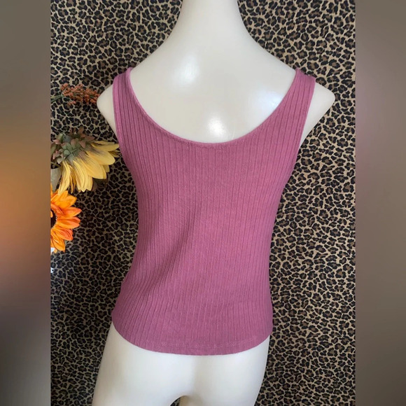 🌻5/$25🌻CHARLOTTE RUSSE Dusty Pink Ribbed Lace-Up Cropped Tank Top | X-SMALL | - Picture 4 of 6